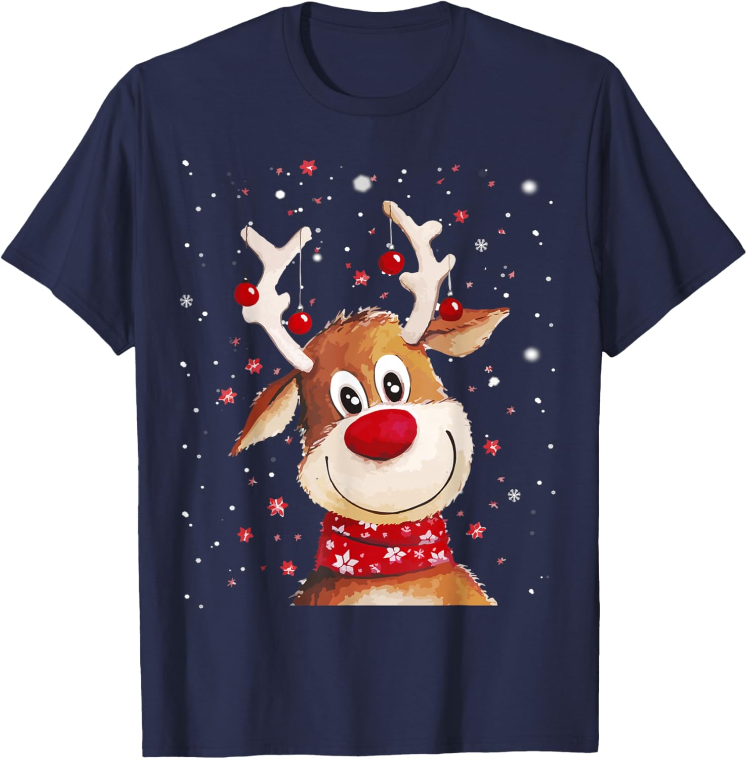 Rudolph Red Nose Santa Claus's Reindeer T-Shirt - T-Shirt | Navy
