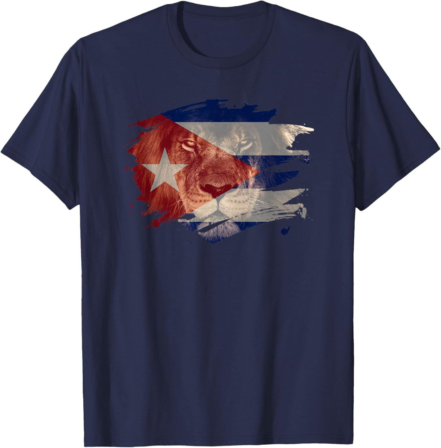 Cuba Flag and African Lion Picture - Cuban Pride T-Shirt - T-Shirt | Navy