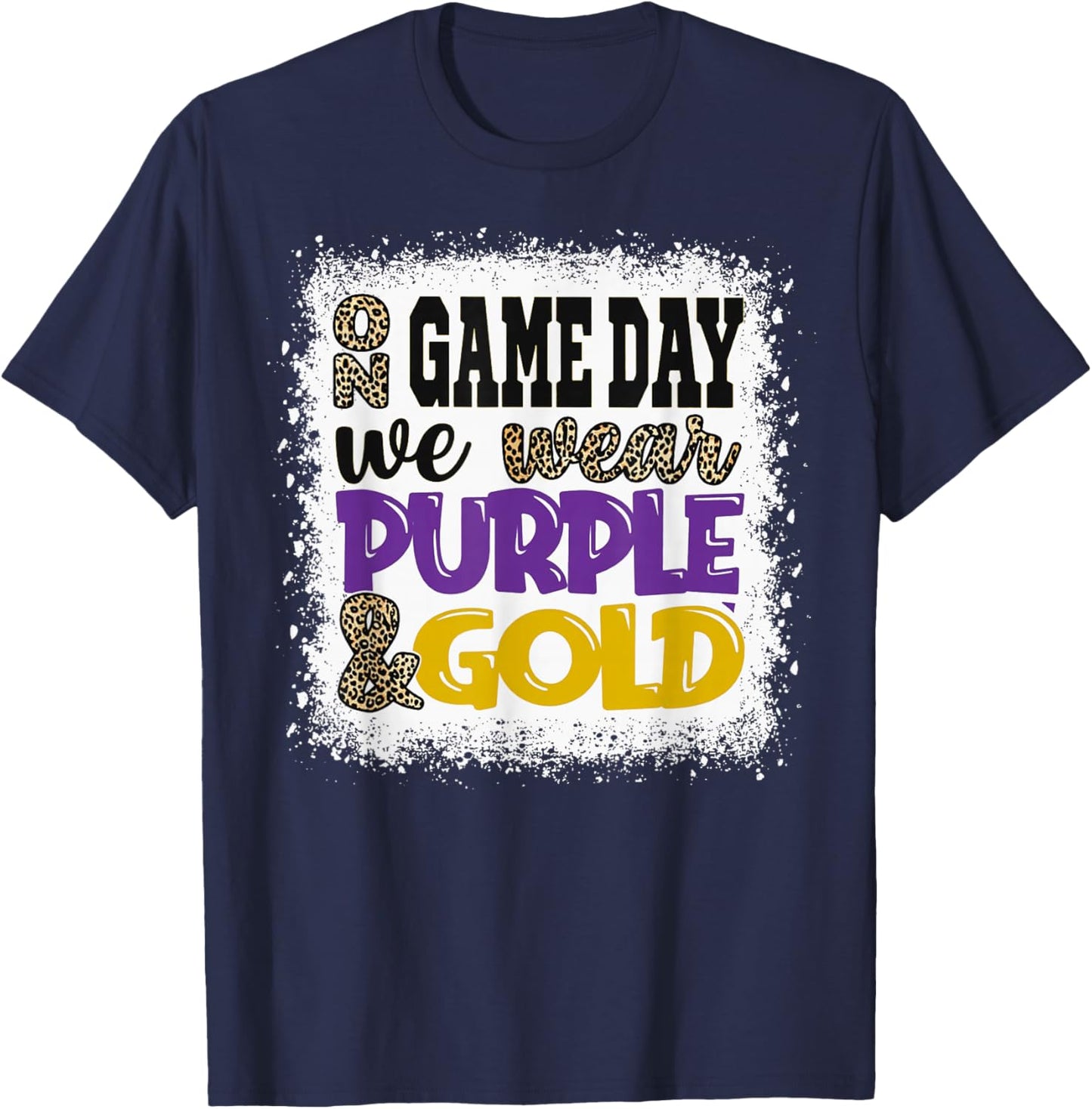 On Gameday Football We Wear Purple and Gold Game Day T-Shirt - T-Shirt | Navy