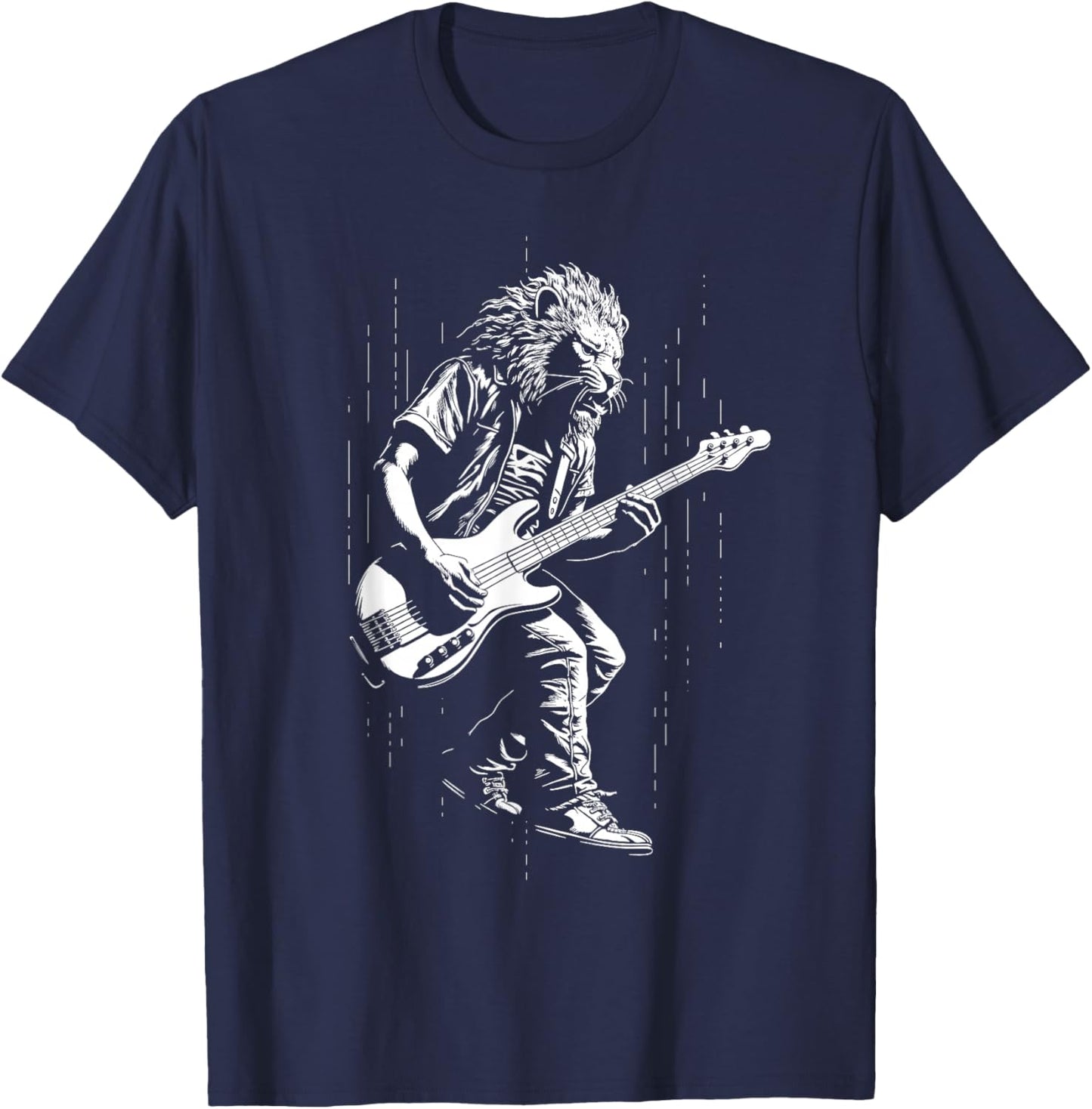 Guitarist Lion Music Bass Guitar Boys Men Kids T-Shirt - T-Shirt | Navy