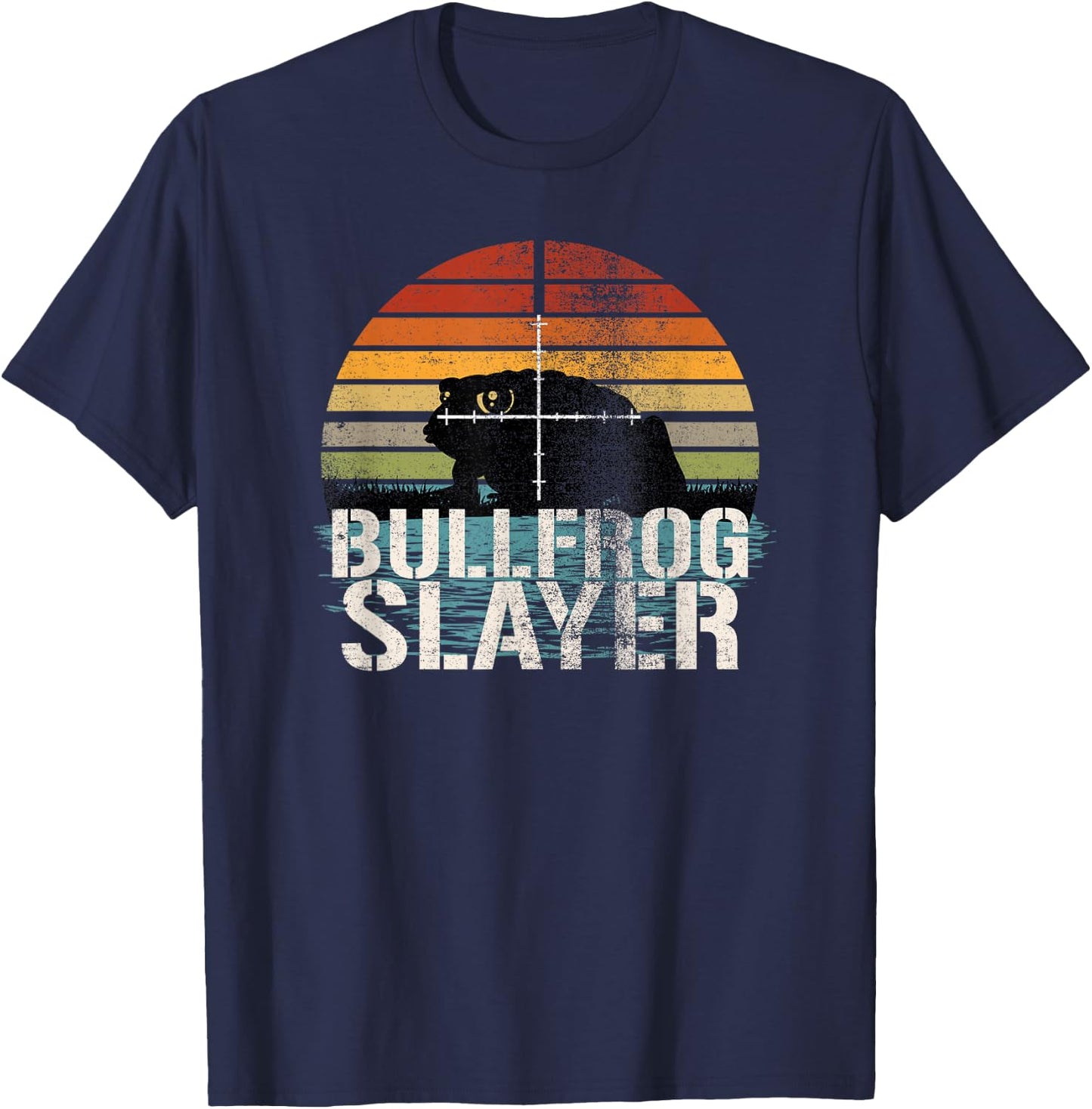 Bullfrog Slayer Frog Hunting Gigging Humor T-Shirt - T-Shirt | Navy