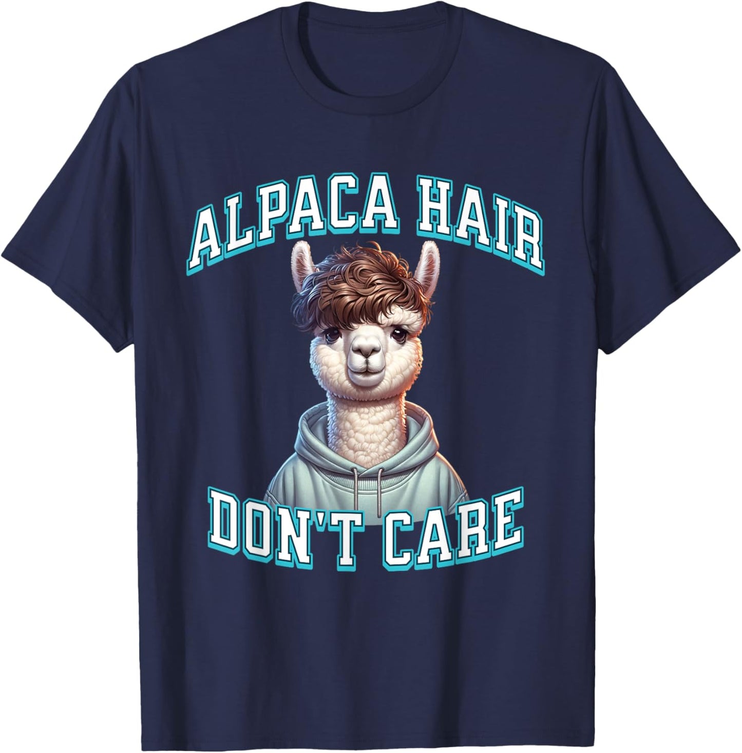 Alpaca Hair Gen Z Trendy Broccoli Haircut Perm Funny Meme T-Shirt - T-Shirt | Navy