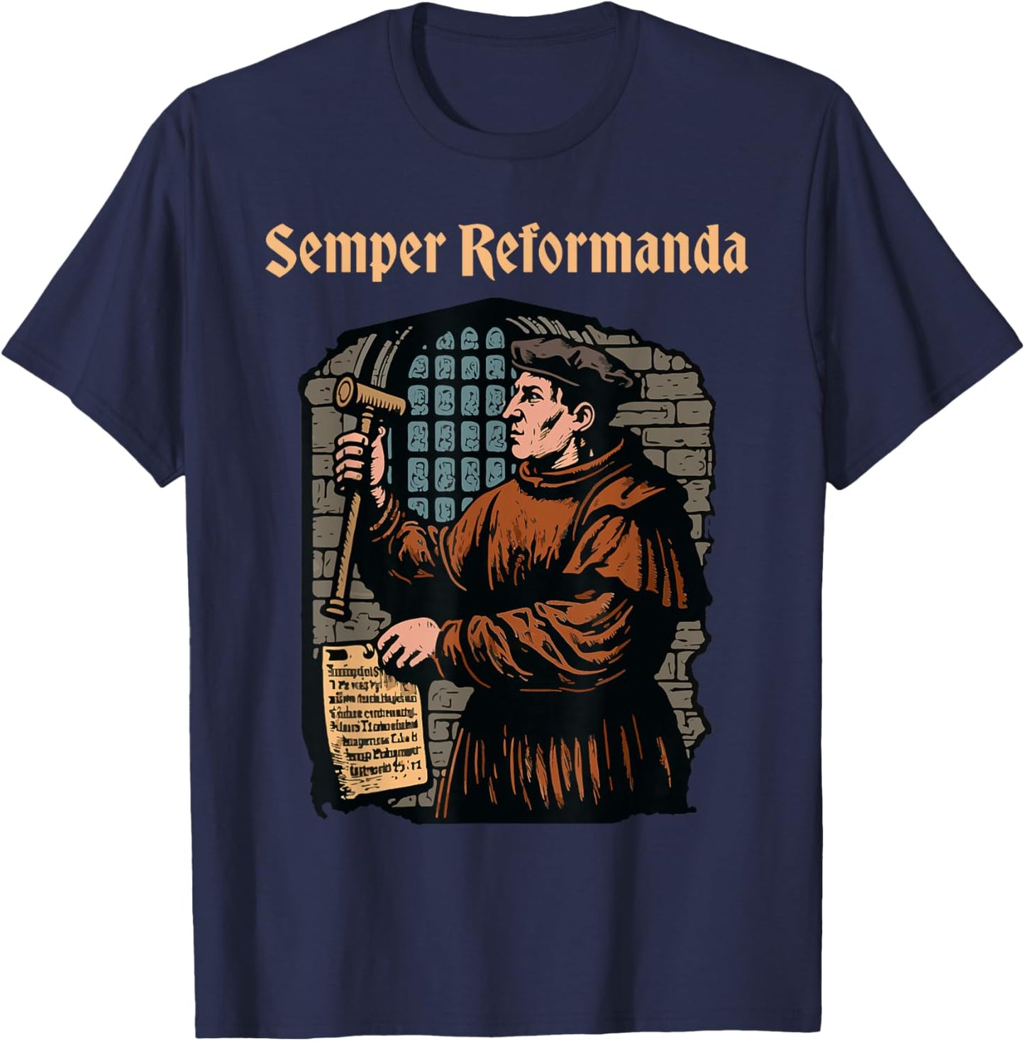 Martin Luther Reformation Semper Reformanda Christian T-Shirt - T-Shirt | Navy