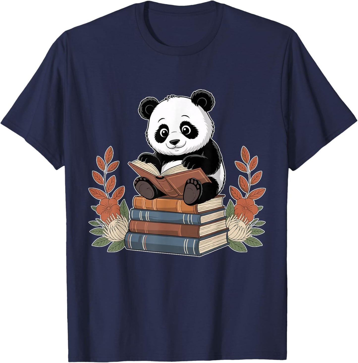 Kawaii Panda Book Lover Reading Books Panda Librarian T-Shirt - T-Shirt | Navy