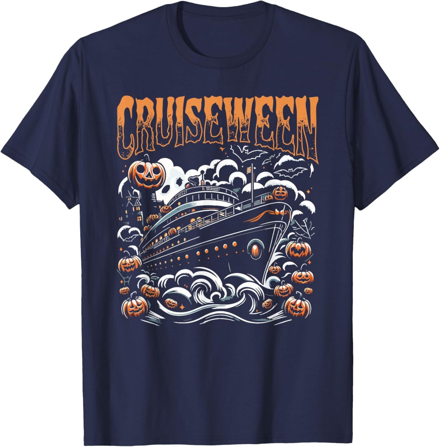 Cruising Designs By MCG.Co Cruiseween Black -Adults & Kids Halloween T-Shirt - T-Shirt | Navy