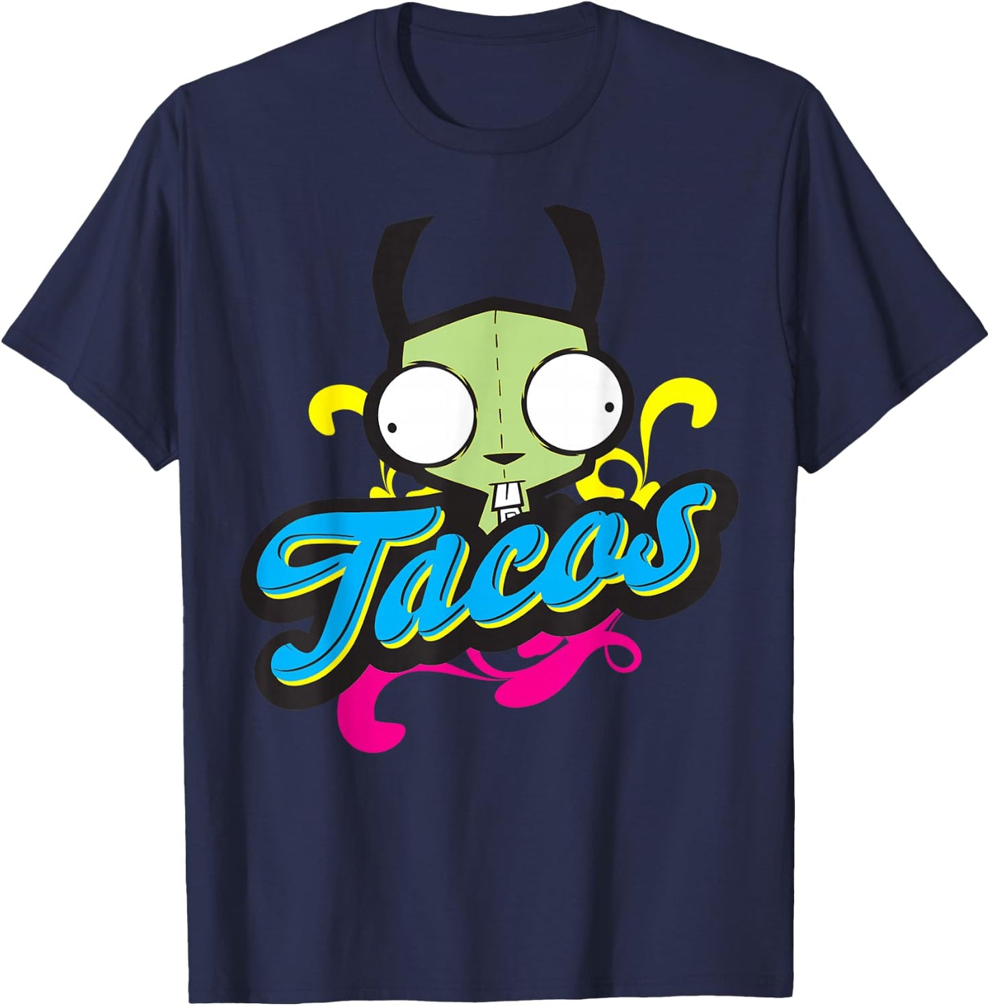 Invader Zim Gir Taco Bold Text T-Shirt - T-Shirt | Navy