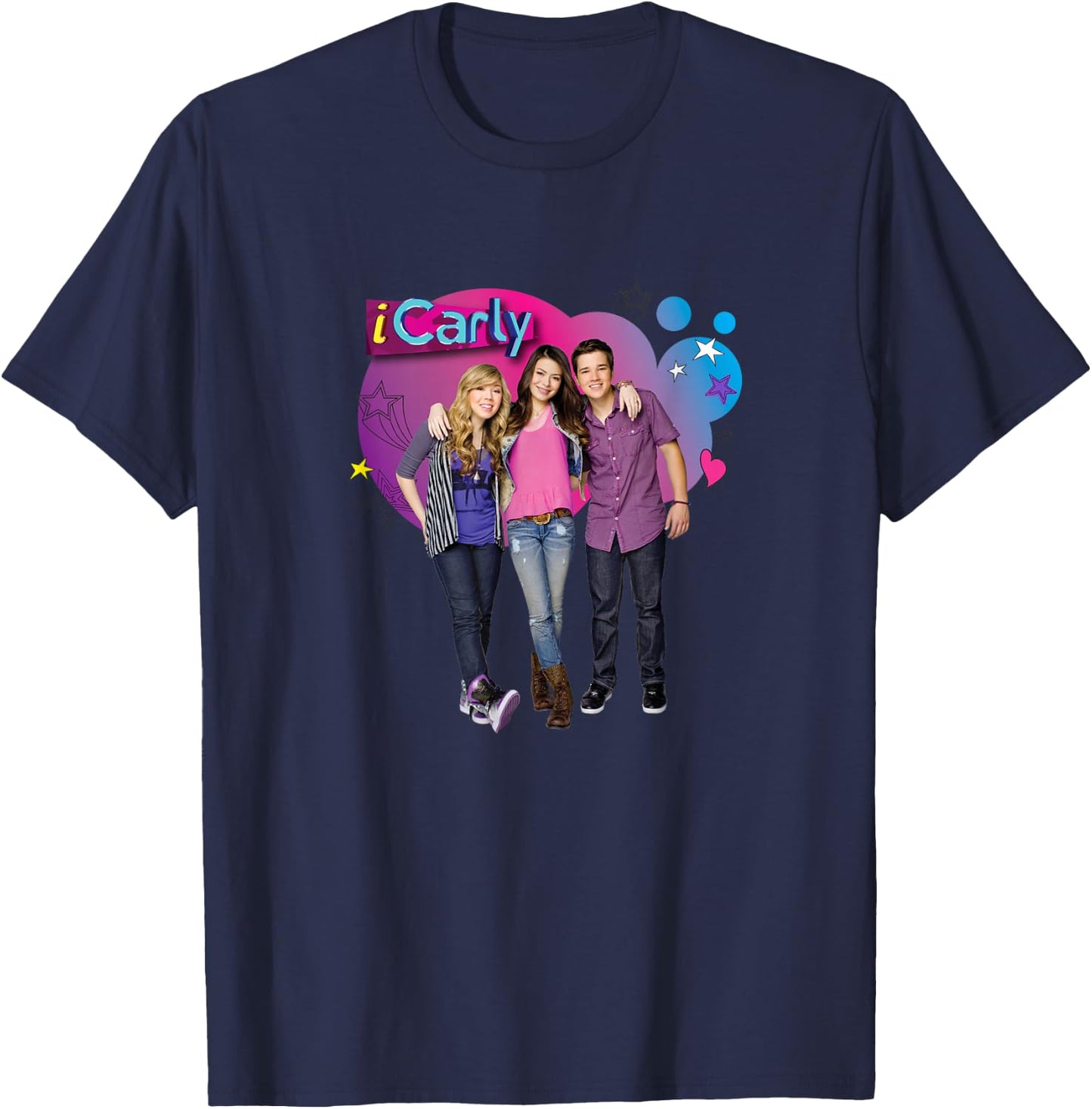 iCarly Cast Bubble Carly, Sam, and Freddie T-Shirt - T-Shirt | Navy