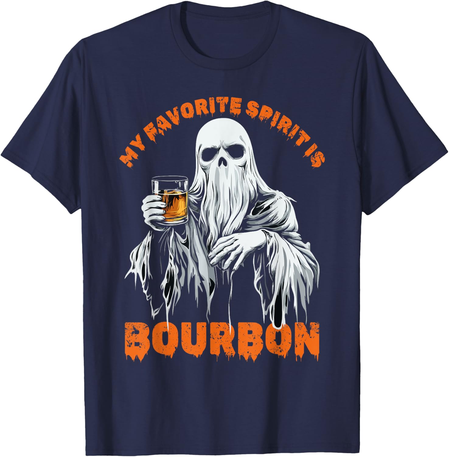 My Favorite Spirit Is Bourbon Halloween Ghost Costume T-Shirt - T-Shirt | Navy