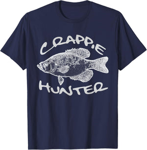 Crappie Hunter Fish Illustration Funny Fishing Pun Fisherman T-Shirt - T-Shirt | Navy