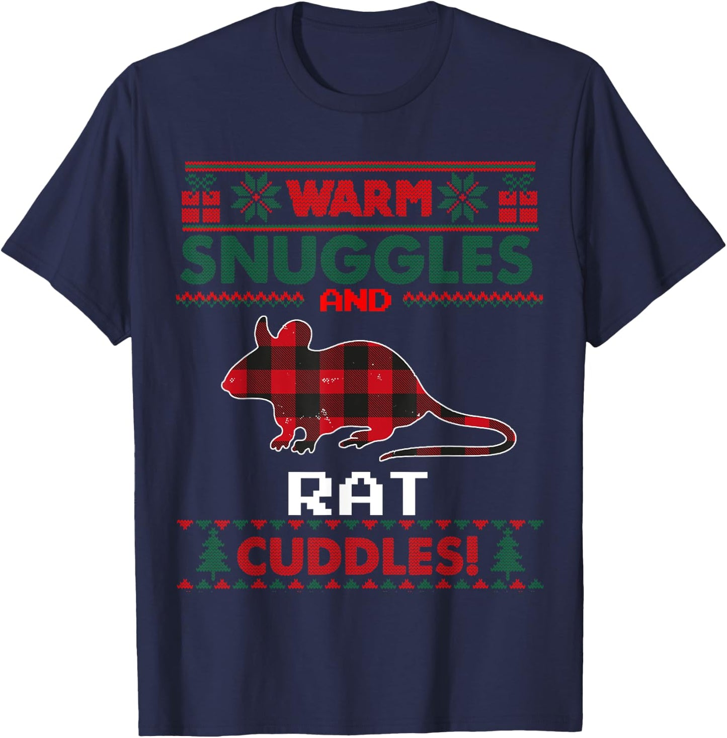 Rat Christmas Pajama Shirt Rat Lovers Ugly Christmas Sweater T-Shirt - T-Shirt | Navy