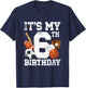 6 Year Old Sports Birthday Theme Sixth Bday Kids 2T Black Sports Birthday T-Shirt - T-Shirt | Navy