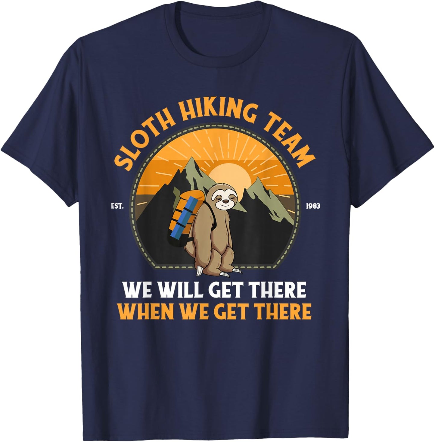 Sloth Hiking , Sloth Hiking Team T-Shirt - T-Shirt | Navy