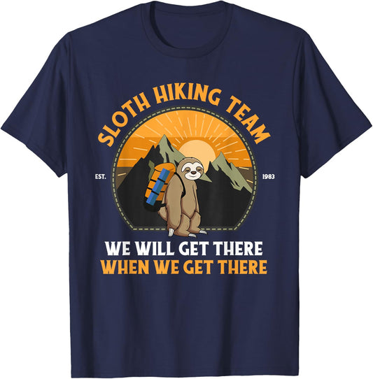 Sloth Hiking , Sloth Hiking Team T-Shirt - T-Shirt | Navy