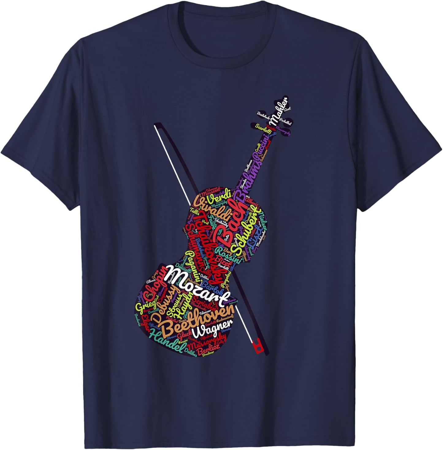 Classical Music Composers Violin Word Art T-Shirt - T-Shirt | Navy