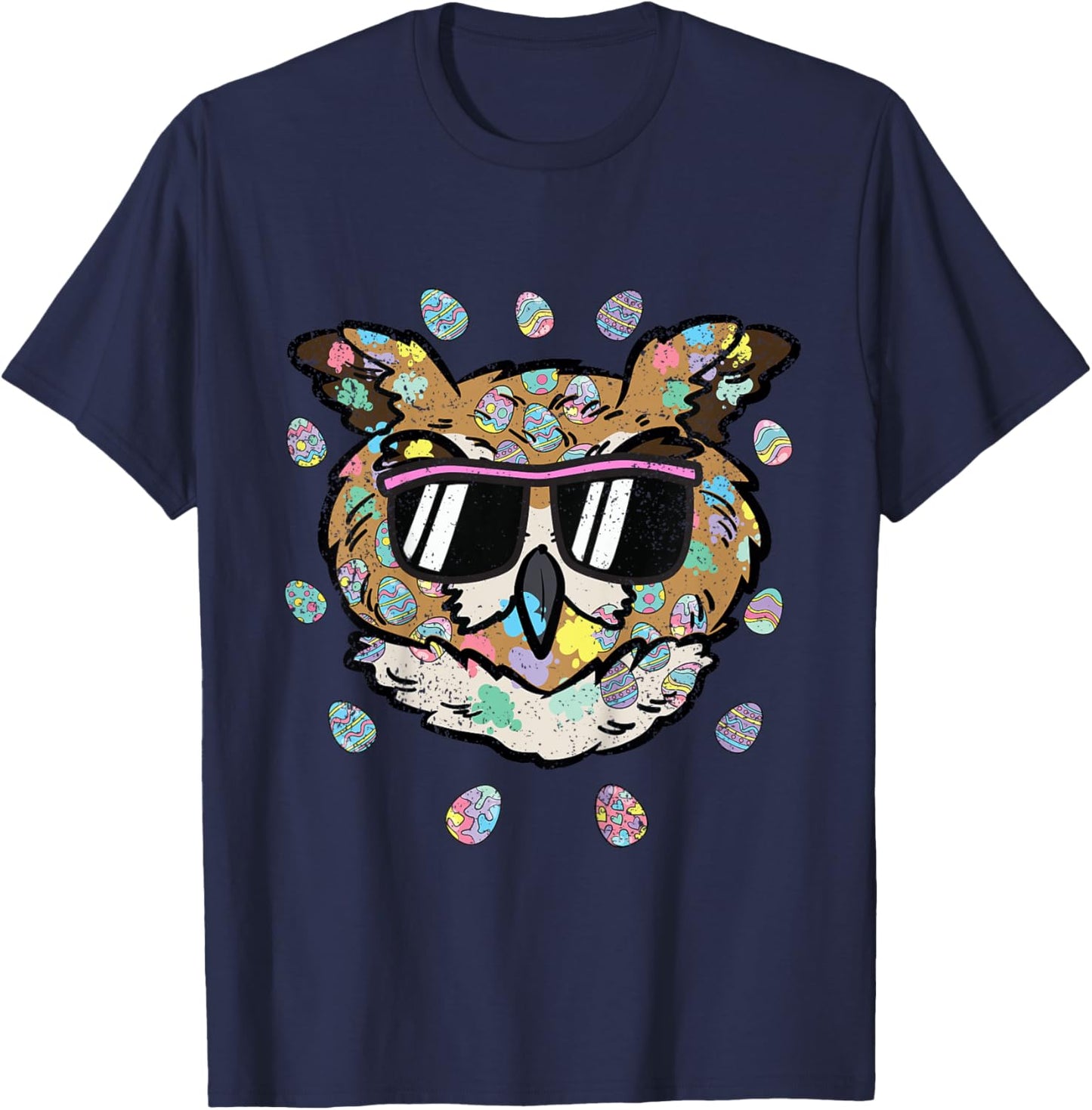 Kids Owl Face Easter Egg Hunting Spring Toddler Boys Girls Kids T-Shirt - T-Shirt | Navy
