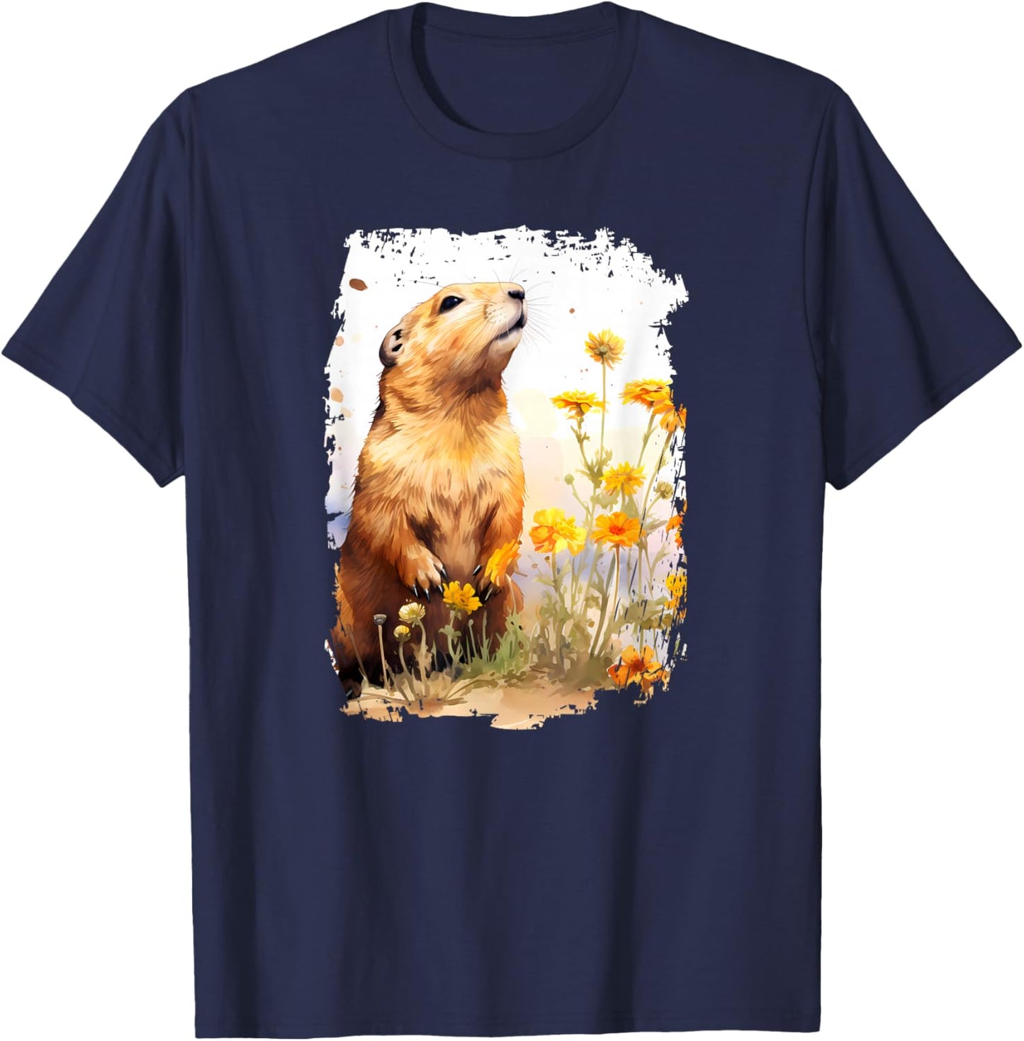 Prairie dog Flower Butterfly T-Shirt - T-Shirt | Navy