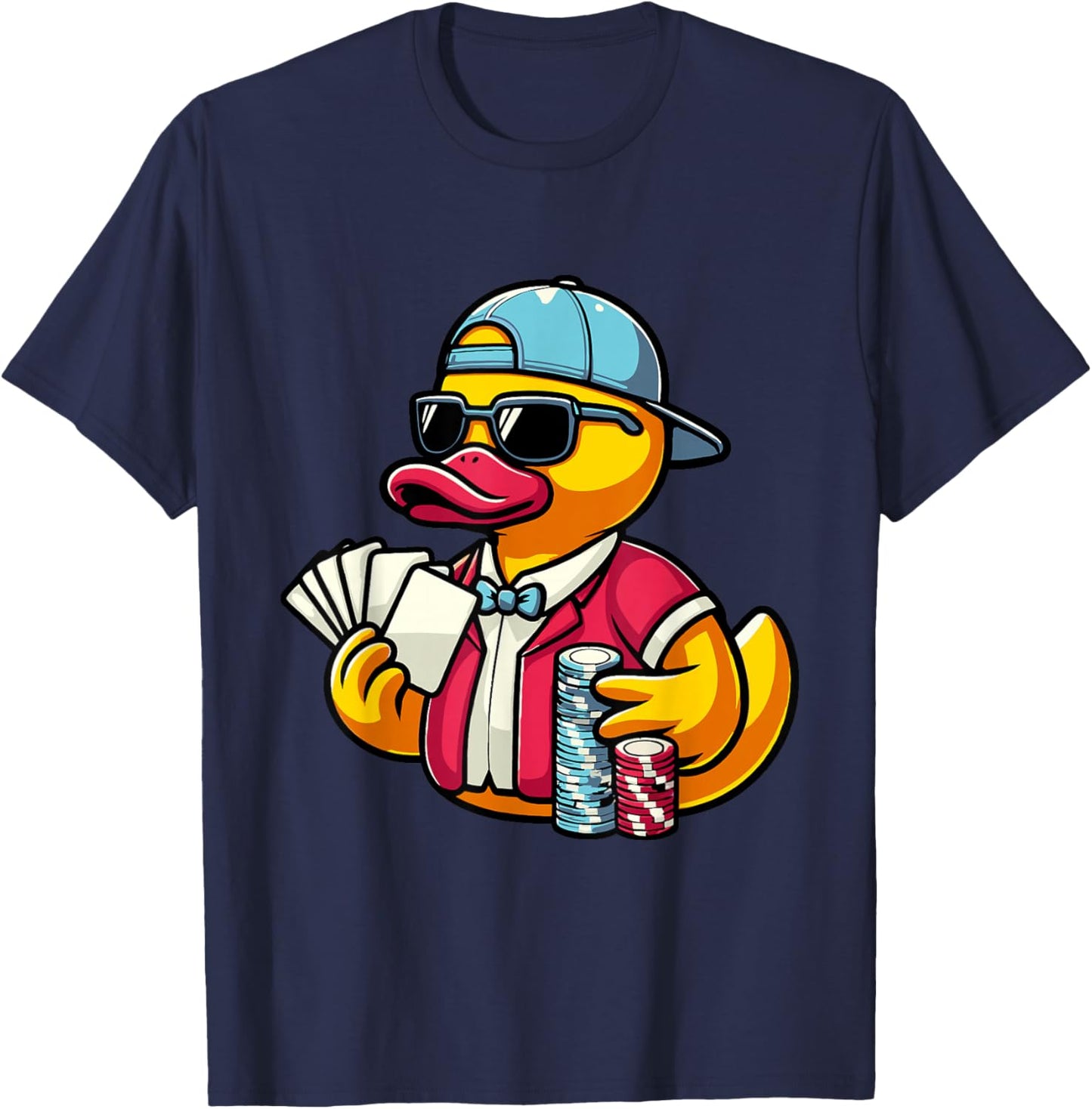 Poker Rubber Duck Playing Cards Gambling T-Shirt - T-Shirt | Navy