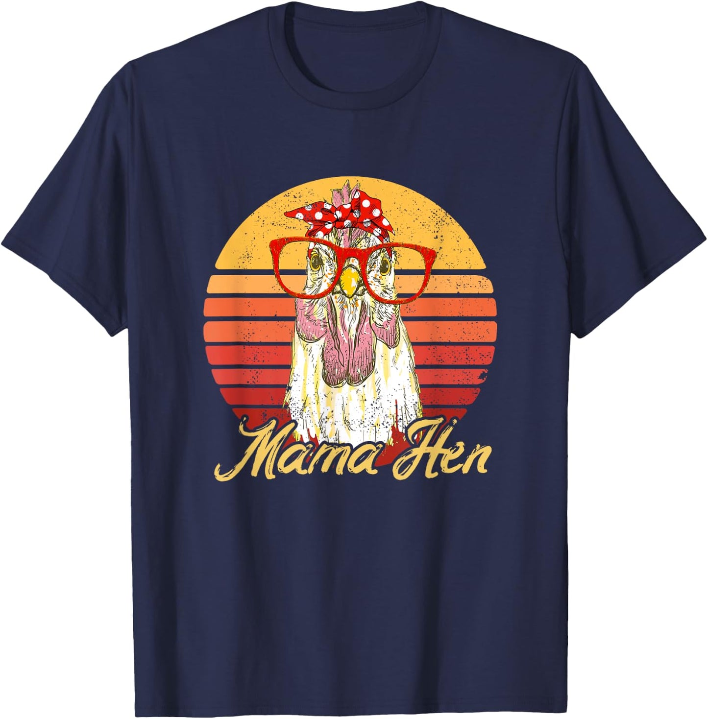 Vintage Mama Hen Chicken Gift Mom Farm T-Shirt - T-Shirt | Navy