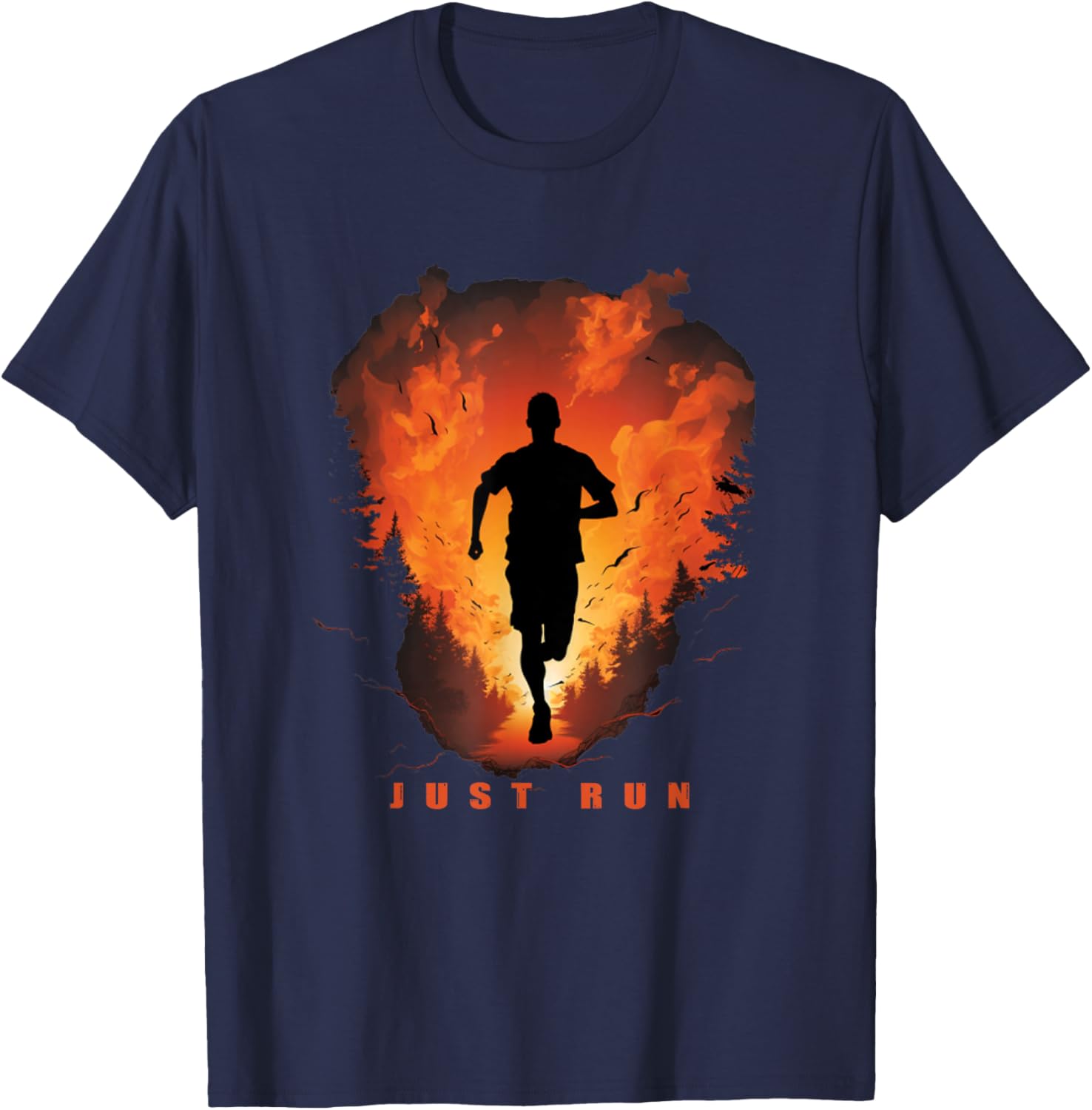 Just Run Cross Country Running Jogging XC Runner Marathoner T-Shirt - T-Shirt | Navy
