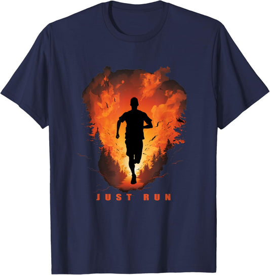 Just Run Cross Country Running Jogging XC Runner Marathoner T-Shirt - T-Shirt | Navy