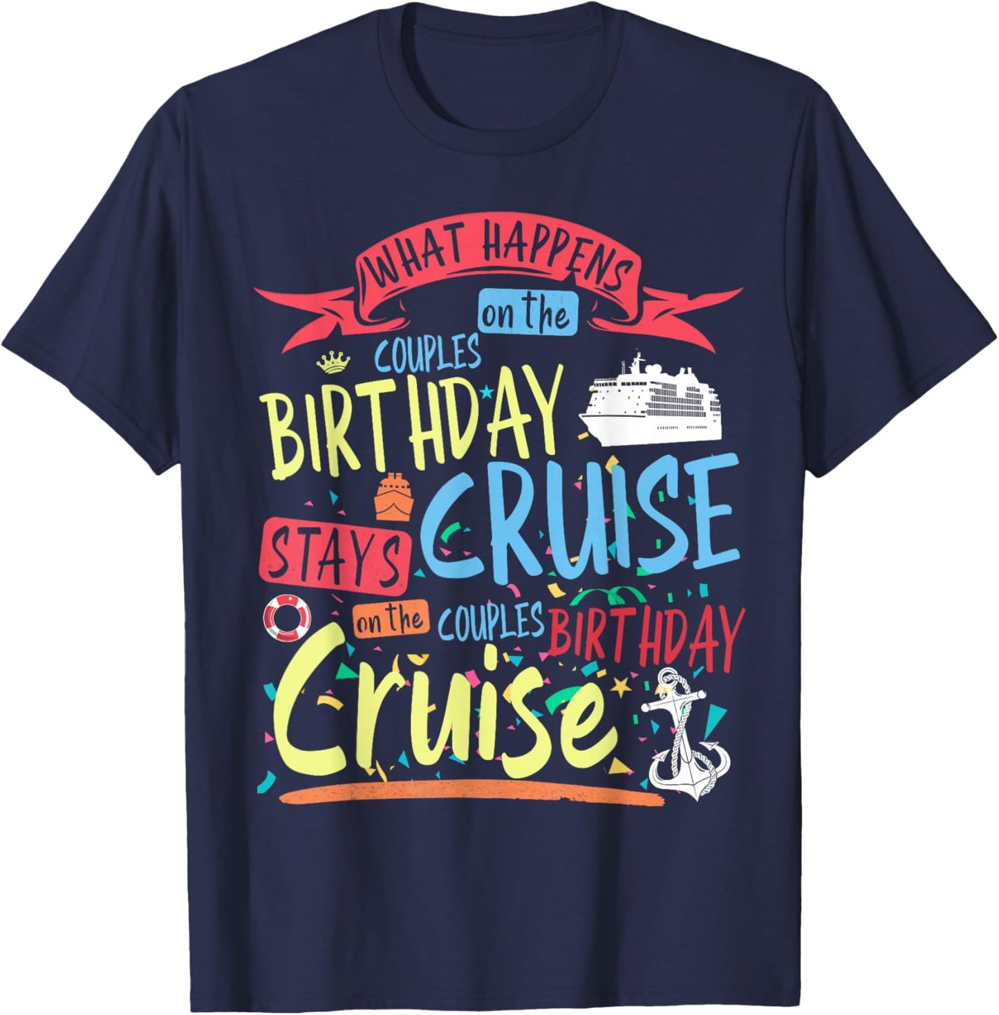 Couples Cruise Outfit Idea Women & Couples Birthday Cruise T-Shirt - T-Shirt | Navy
