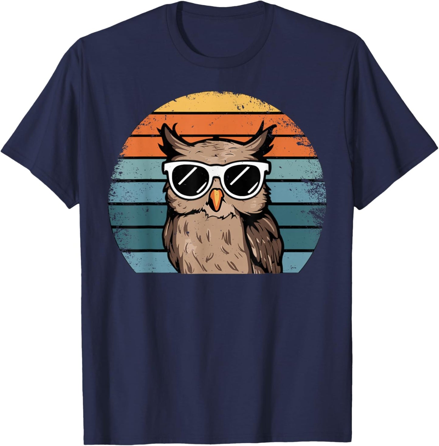 Vintage Eule Retro T-Shirt - T-Shirt | Navy