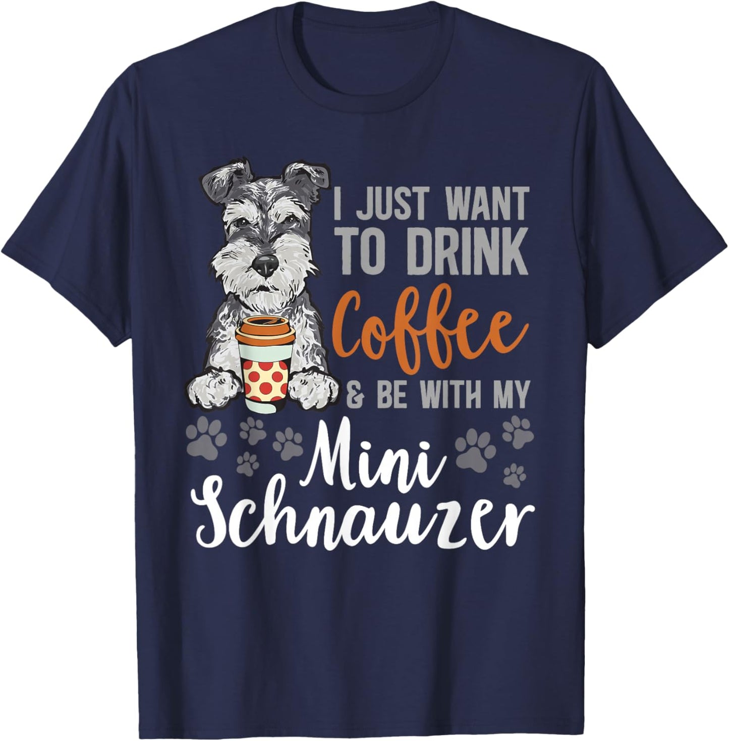 Miniature Schnauzer Dog Coffee Mini Schnauzer T-Shirt - T-Shirt | Navy