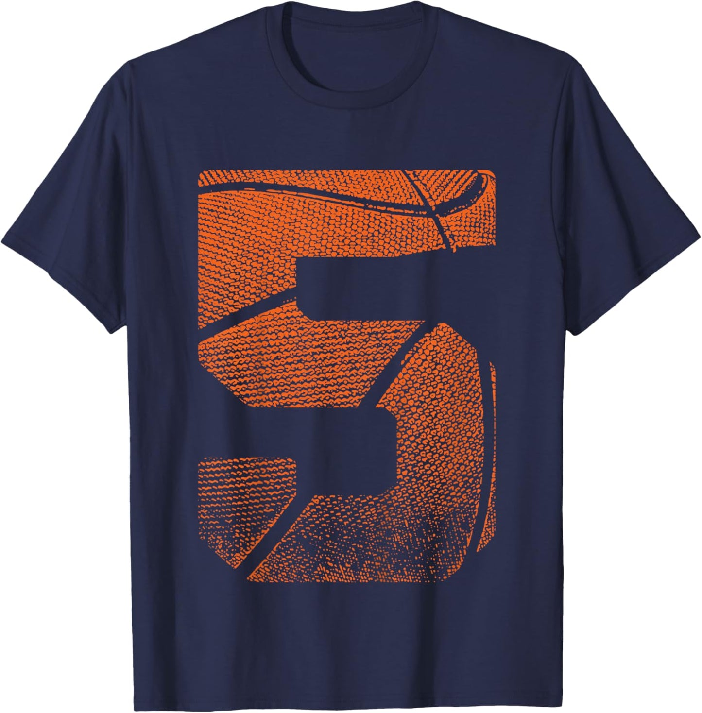 Kids 5th Birthday Boy Basketball Player Basketball 5 Years Old T-Shirt - T-Shirt | Navy