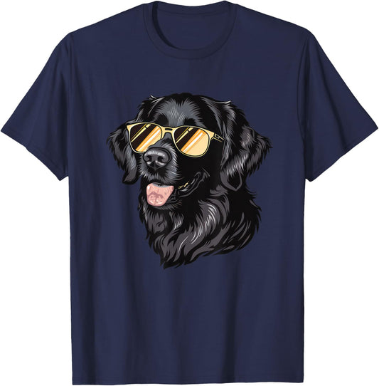 Flat Coated Retriever Dog Sunglasses Men Women Kids T-Shirt - T-Shirt | Navy