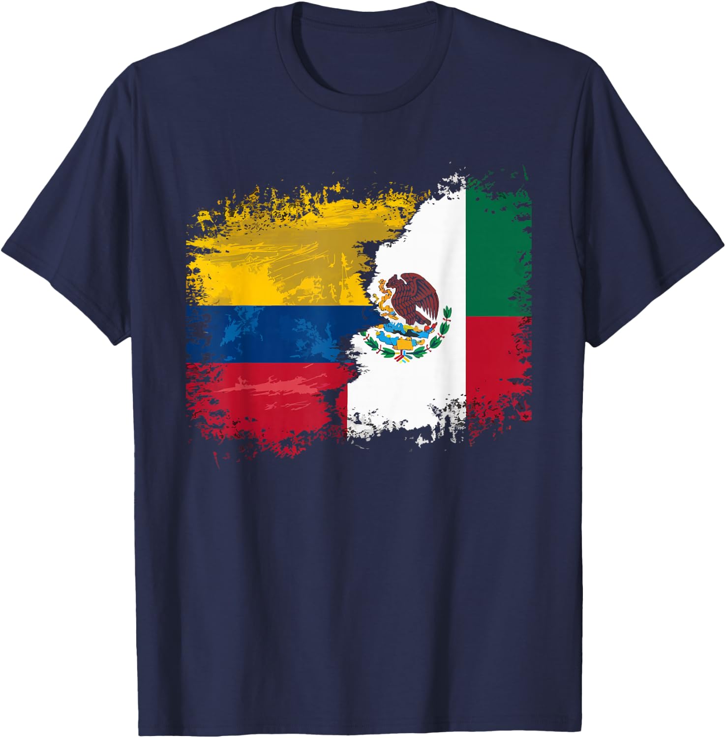 Half Columbian Half Mexican Mexico Flag Columbia T-Shirt - T-Shirt | Navy