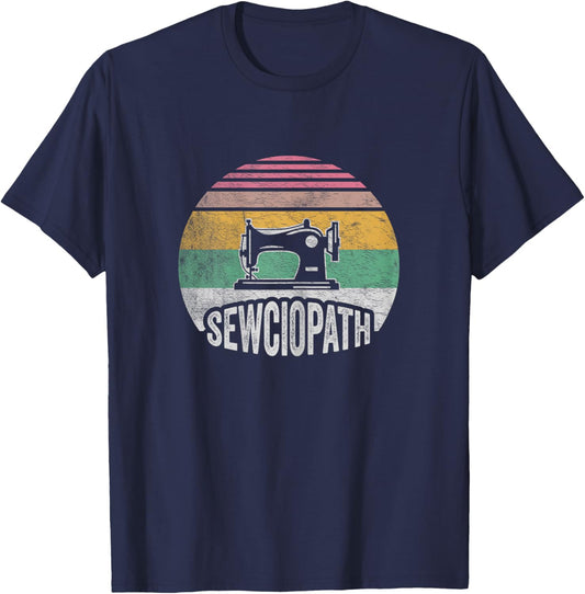 Retro Vintage Sewing Shirt Funny Sew Sewing Lover Sewciopath T-Shirt - T-Shirt | Navy