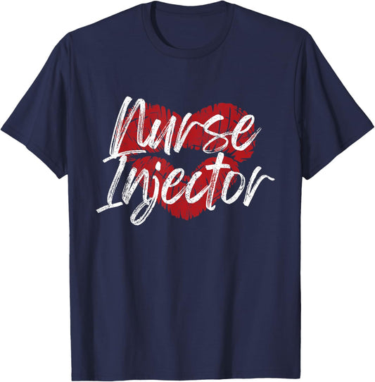 Vintage Nurse Injector Kiss Aesthetic Nurse Injector T-Shirt - T-Shirt | Navy