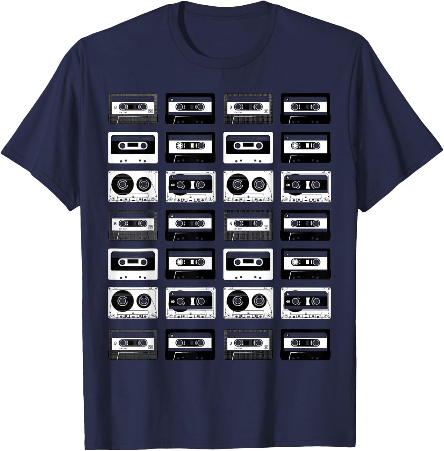 Cassette Tapes Audio Mixtapes 1980s Music Radio DJ T-Shirt - T-Shirt | Navy