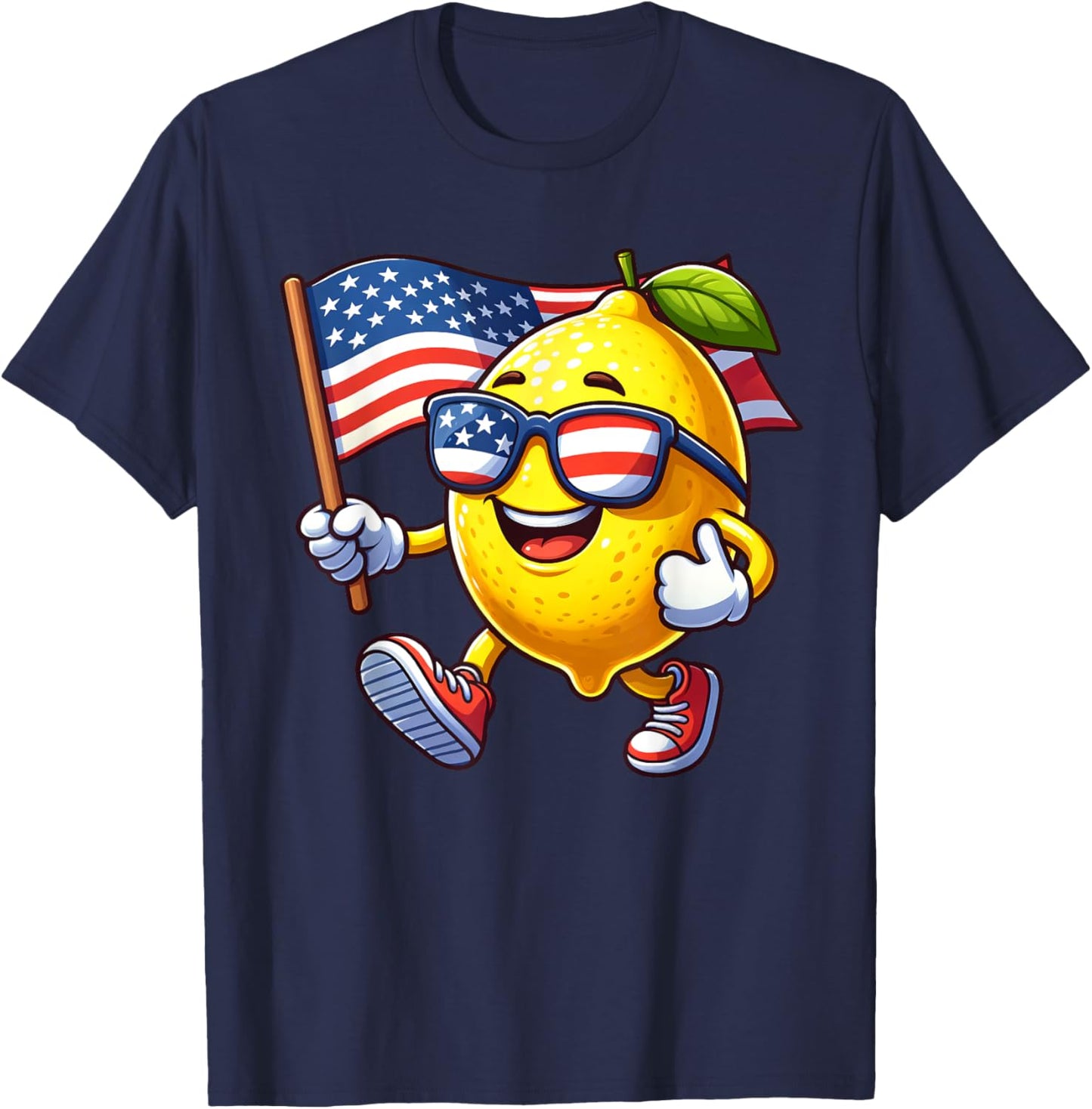 Lemon 4th July USA Flag Patriotic America Mom Dad Kids T-Shirt - T-Shirt | Navy