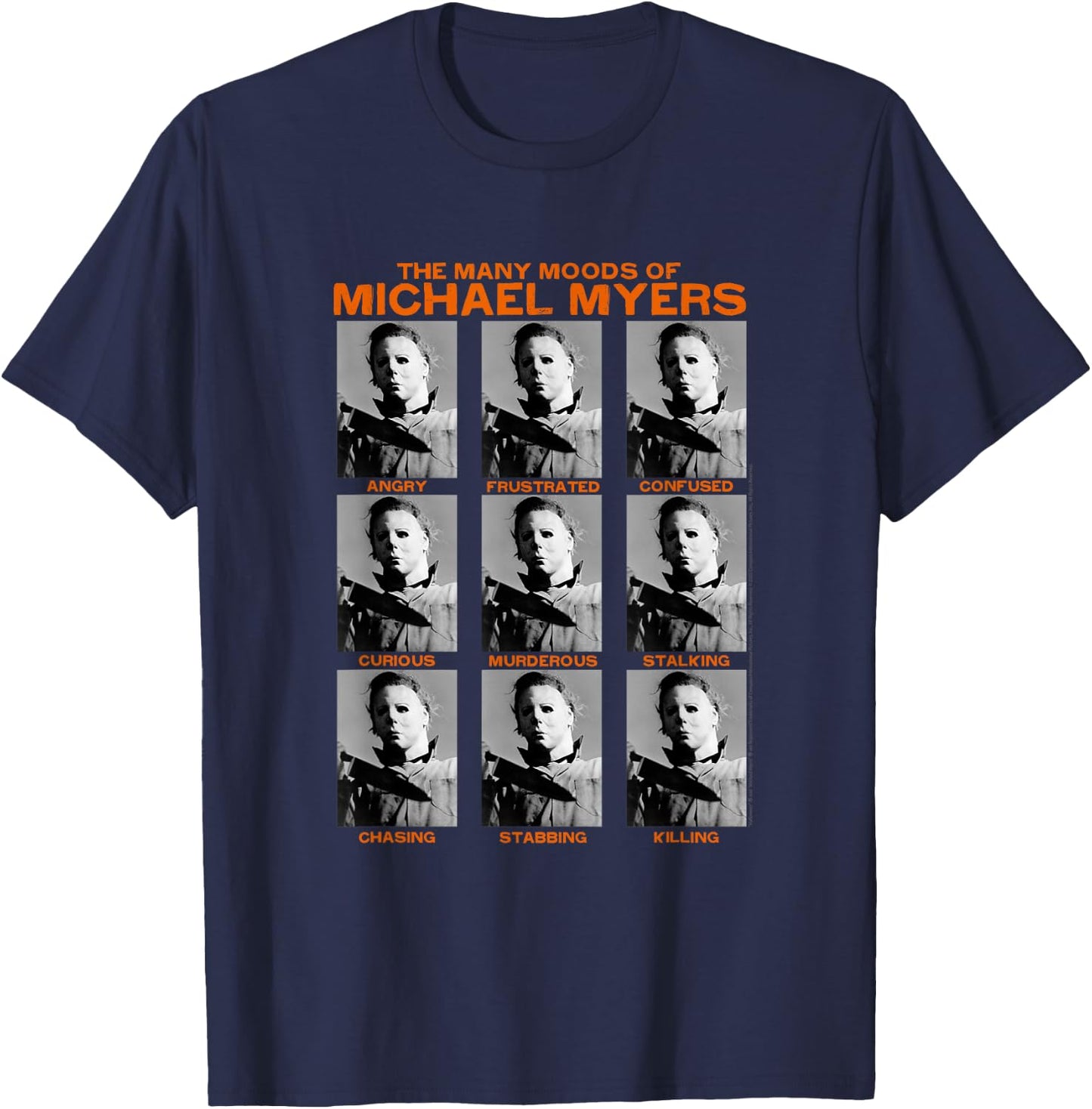 Halloween Many Moods of Michael Myers Small T-Shirt - T-Shirt | Navy