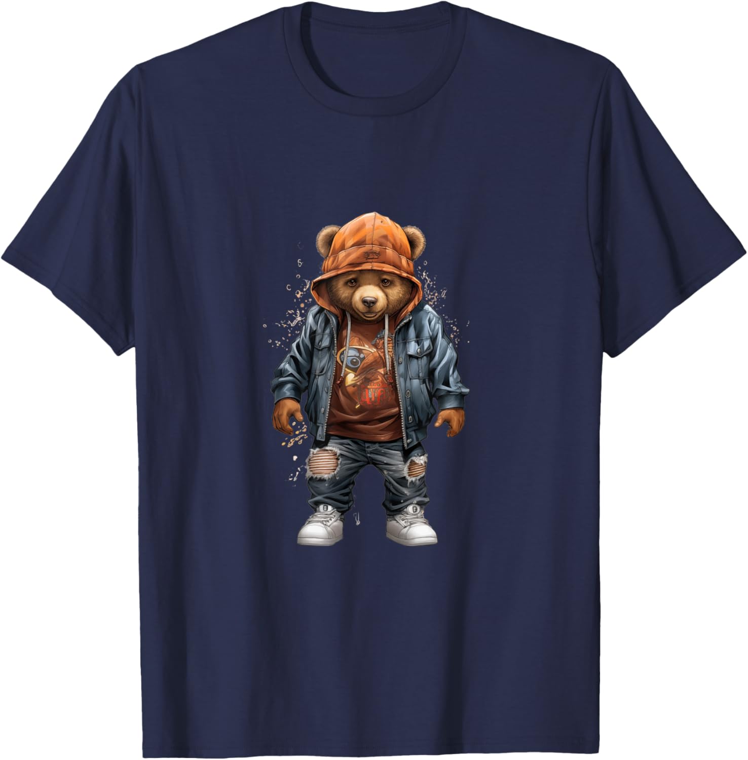 Urban hip hop novelty graphic teddy bear T-Shirt - T-Shirt | Navy