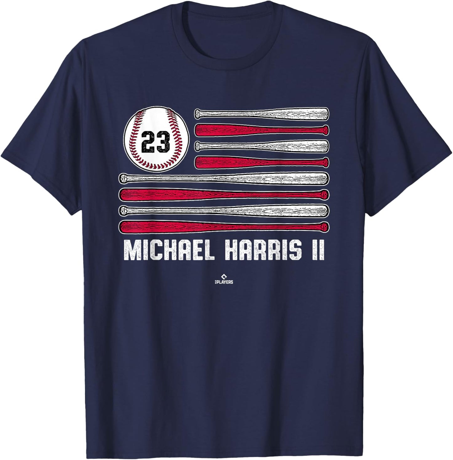 Baseball American Flag Michael Harris II Atlanta Baseball T-Shirt - T-Shirt | Navy