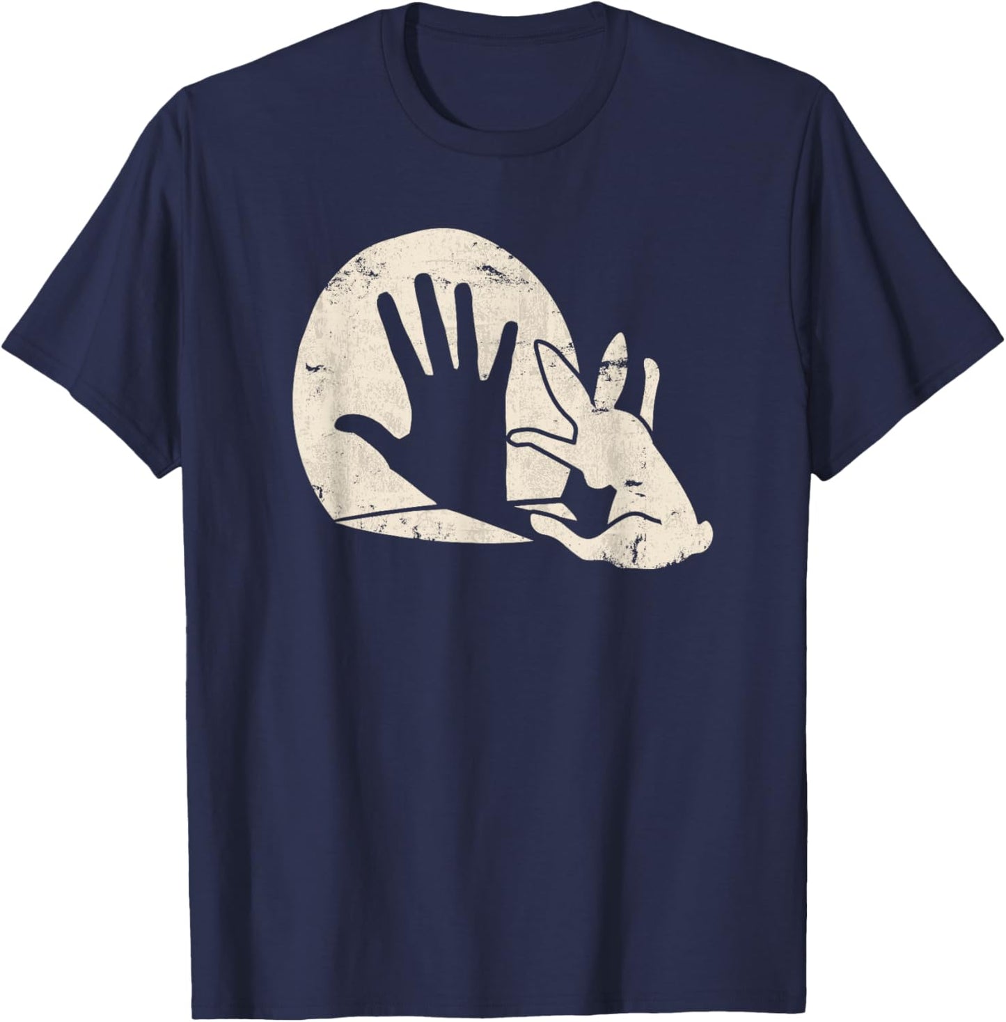 Rabbit Hand Shadow Puppet Bunny Animal Shadow T-Shirt - T-Shirt | Navy