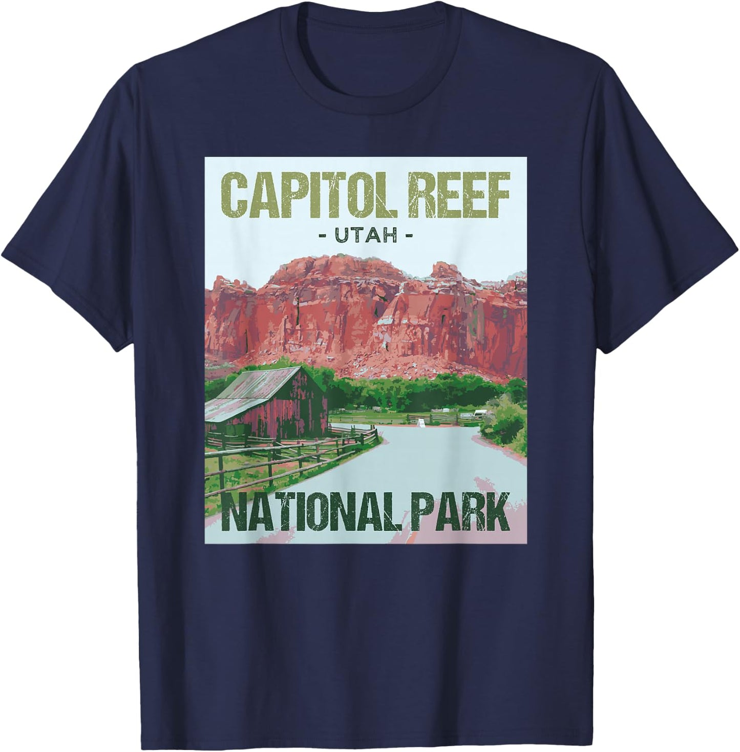 Capitol Reef National Park Utah Poster Design T-Shirt - T-Shirt | Navy