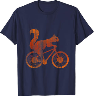 Squirrel Riding A Bicycle Vintage Bike Squirrel Small T-Shirt - T-Shirt | Navy