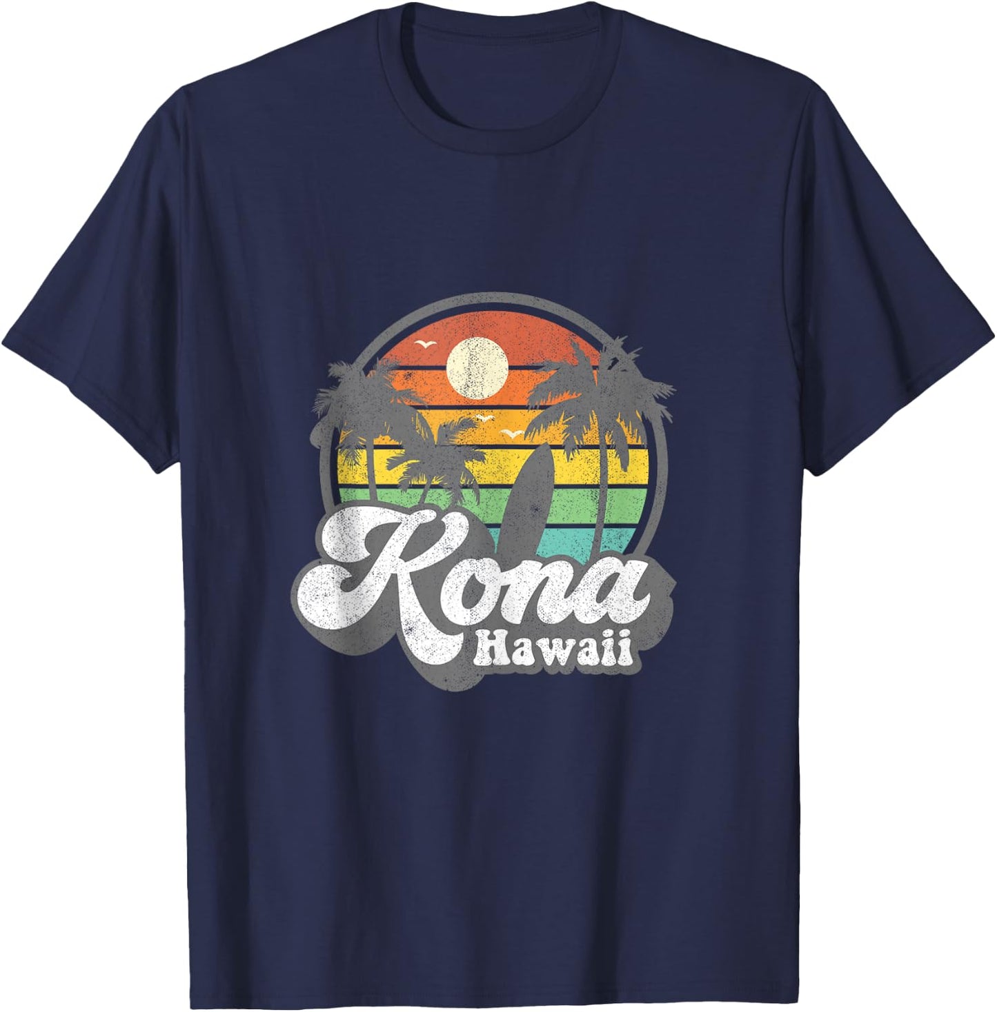 Vintage Kona Beach Hawaii Surf Hawaiian Surfing 70's Gift T-Shirt - T-Shirt | Navy