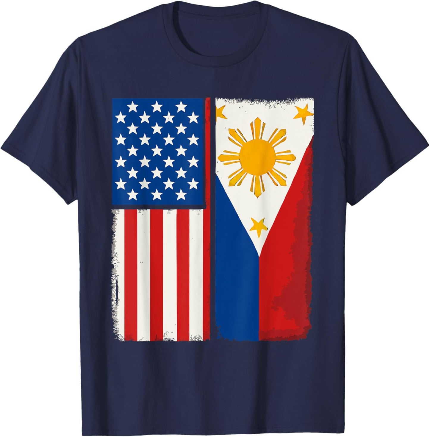 Half Filipino Half American USA Flag Philippines America T-Shirt - T-Shirt | Navy