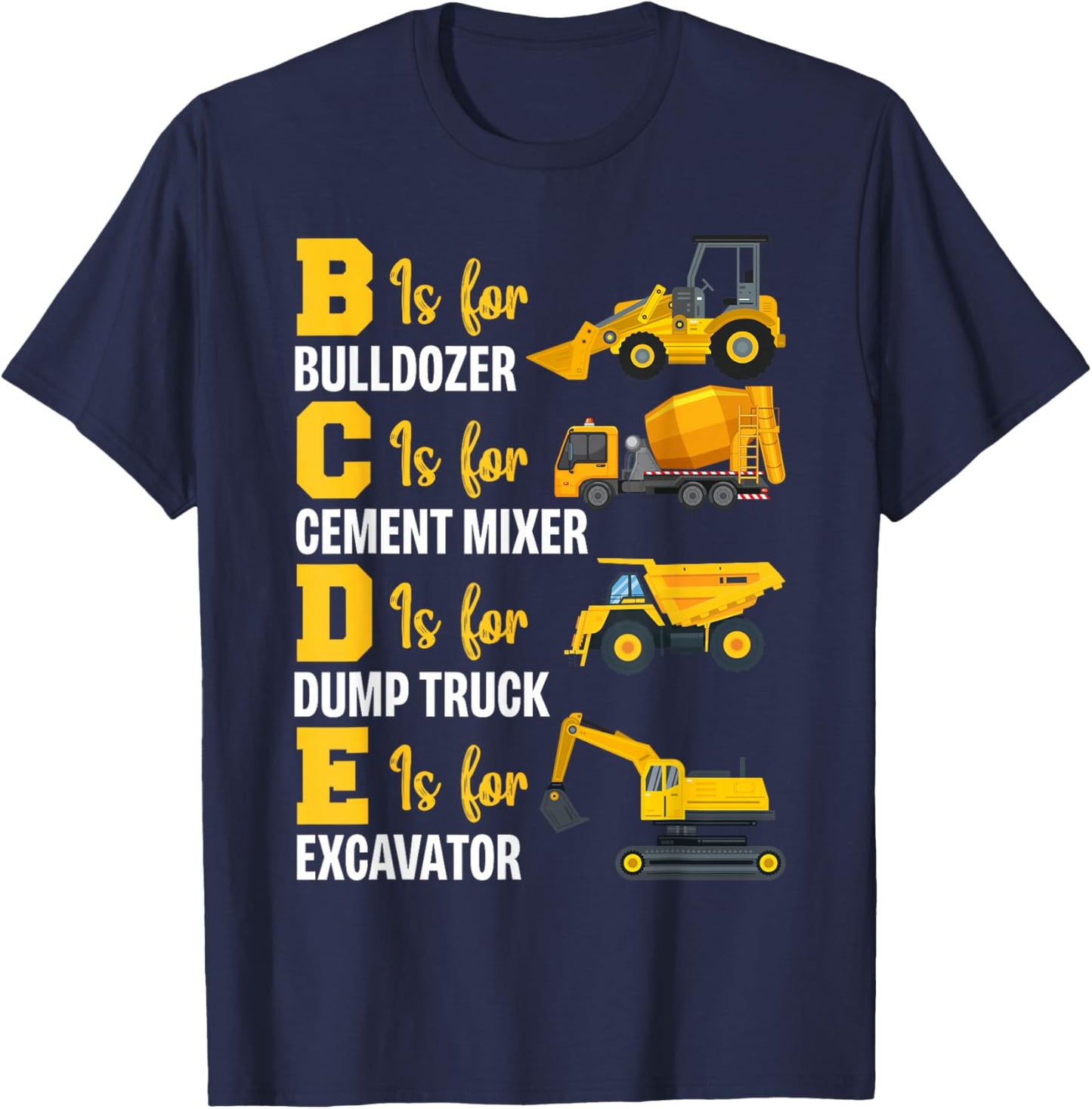 Construction Lover Gift Co. Heavy Equipment Construction Operator - Adults & Kids - Black - Short Sleeve - Modern Style - Letter Print - Construction, Excavation, Dump Truck Themed T-Shirt - T-Shirt | Navy