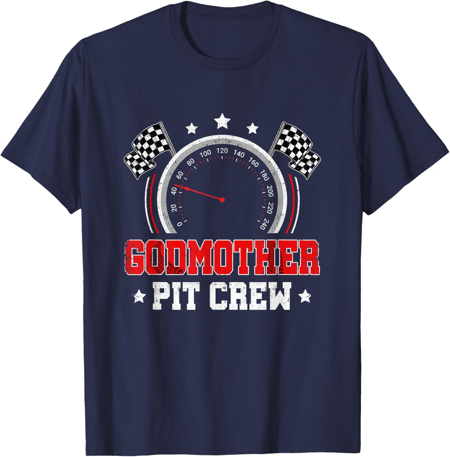Godmother Pit Crew Race Car Birthday Party Racing Family T-Shirt - T-Shirt | Navy