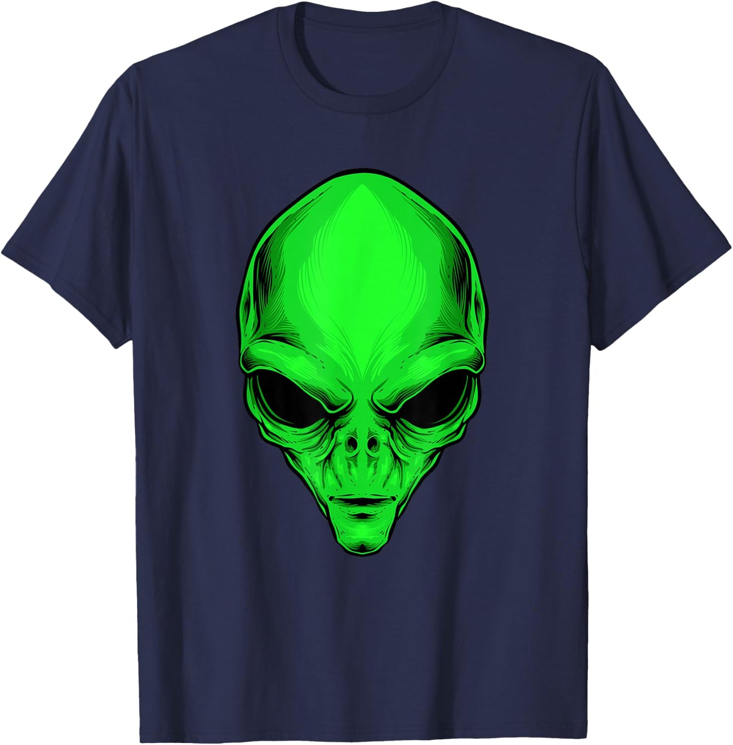 Green Alien Head Cartoon Funny Alien Costume T-Shirt - T-Shirt | Navy