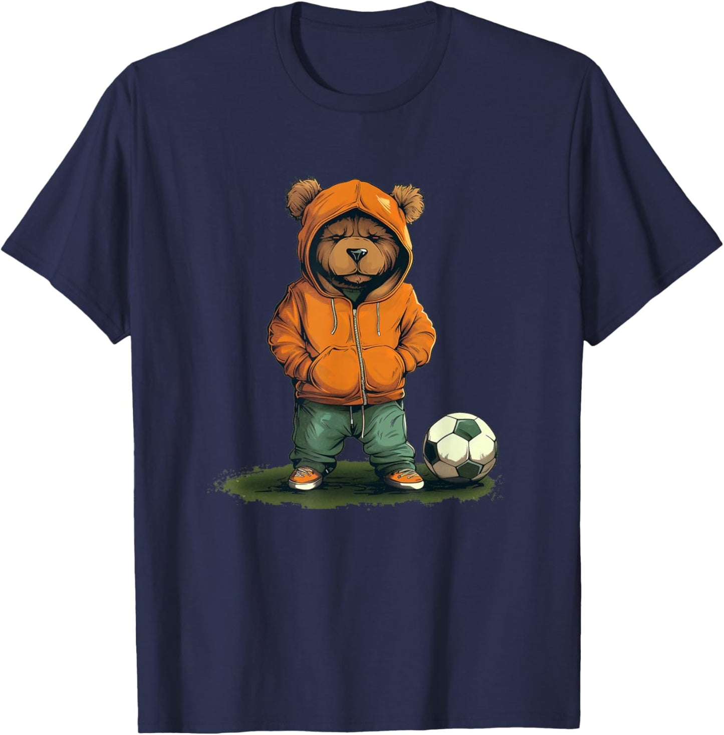 Funny Teddy bear loves soccer for boys and girls T-Shirt - T-Shirt | Navy