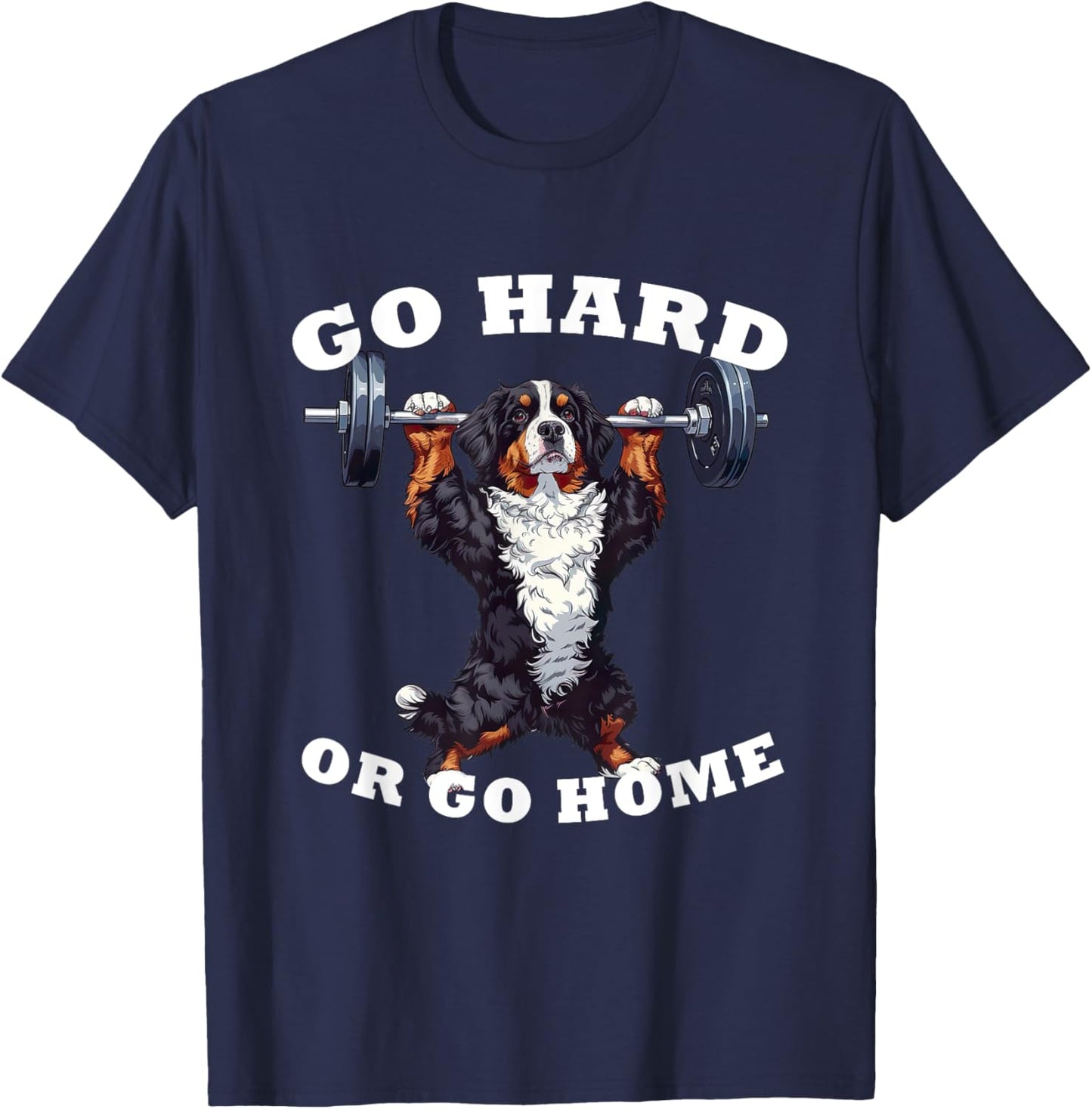 Pumping Weight Lifting Funny Bernese Mountain Dog T-Shirt - T-Shirt | Navy