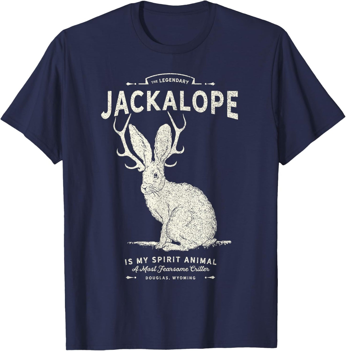 Vintage Jackalope, Spirit Animal, Mythical Critter T-Shirt - T-Shirt | Navy