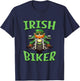 Irish Biker - Leprechaun On A Motorcycle T-Shirt - T-Shirt | Navy
