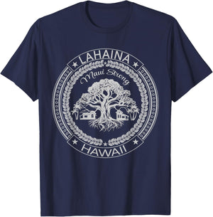 Lahaina Strong Collection - Embrace the Bayan Tree Spirit T-Shirt - T-Shirt | Navy